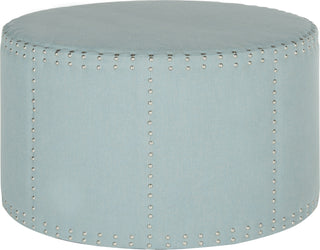 Safavieh Jody Cocktail Ottoman-Silver Nail Heads Sky Blue Furniture main image