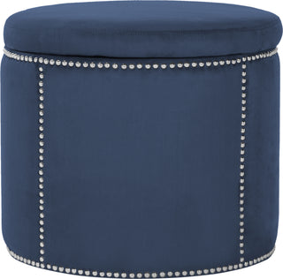 Safavieh Jody Ottoman-Silver Nail Heads Navy Furniture 