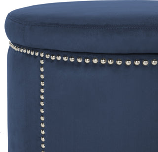 Safavieh Jody Ottoman-Silver Nail Heads Navy Furniture 