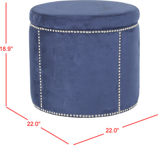 Safavieh Jody Ottoman-Silver Nail Heads Navy Furniture 