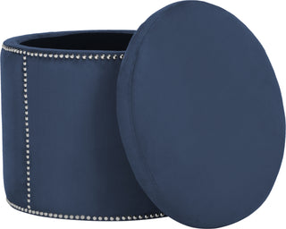 Safavieh Jody Ottoman-Silver Nail Heads Navy Furniture 