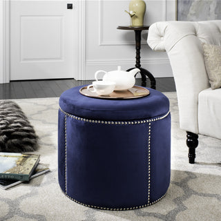 Safavieh Jody Ottoman-Silver Nail Heads Navy  Feature