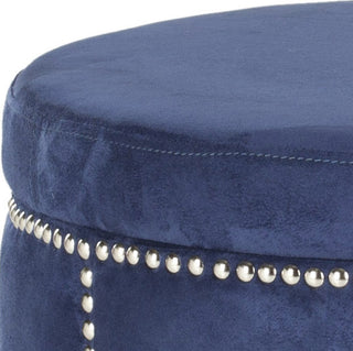 Safavieh Jody Ottoman-Silver Nail Heads Navy Furniture 