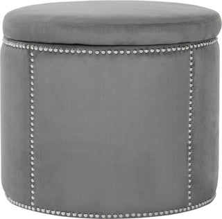 Safavieh Jody Ottoman-Silver Nail Heads Grey Furniture 