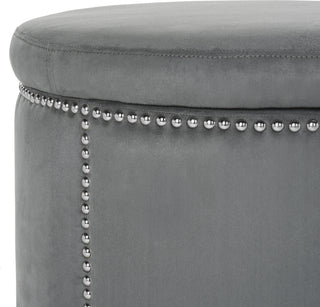 Safavieh Jody Ottoman-Silver Nail Heads Grey Furniture 