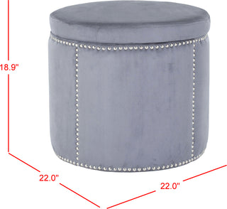 Safavieh Jody Ottoman-Silver Nail Heads Grey Furniture 