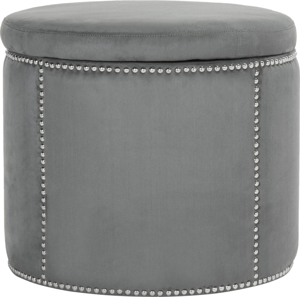 Safavieh Jody Ottoman-Silver Nail Heads Grey Furniture main image