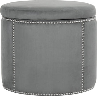 Safavieh Jody Ottoman-Silver Nail Heads Grey Furniture main image