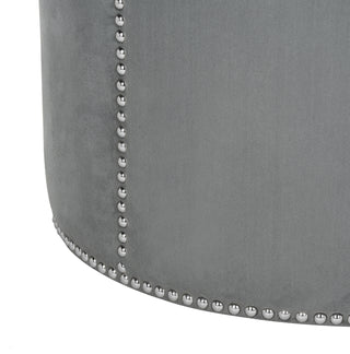 Safavieh Jody Ottoman-Silver Nail Heads Grey Furniture 