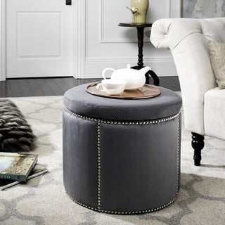 Safavieh Jody Ottoman-Silver Nail Heads Grey  Feature