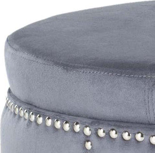 Safavieh Jody Ottoman-Silver Nail Heads Grey Furniture 