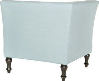 Safavieh Jack Tufted Corner Chair Sky Blue and Espresso Furniture 