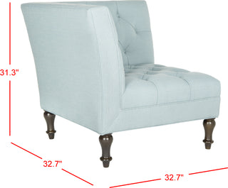 Safavieh Jack Tufted Corner Chair Sky Blue and Espresso Furniture 