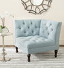 Safavieh Jack Tufted Corner Chair Sky Blue and Espresso  Feature