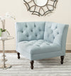 Safavieh Jack Tufted Corner Chair Sky Blue and Espresso  Feature