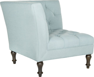 Safavieh Jack Tufted Corner Chair Sky Blue and Espresso Furniture 