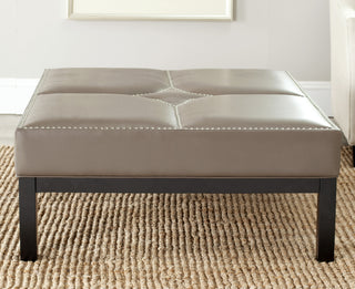 Safavieh Terrence Cocktail Ottoman-Silver Nail Heads Clay and Black Furniture  Feature