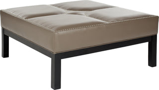 Safavieh Terrence Cocktail Ottoman-Silver Nail Heads Clay and Black Furniture 