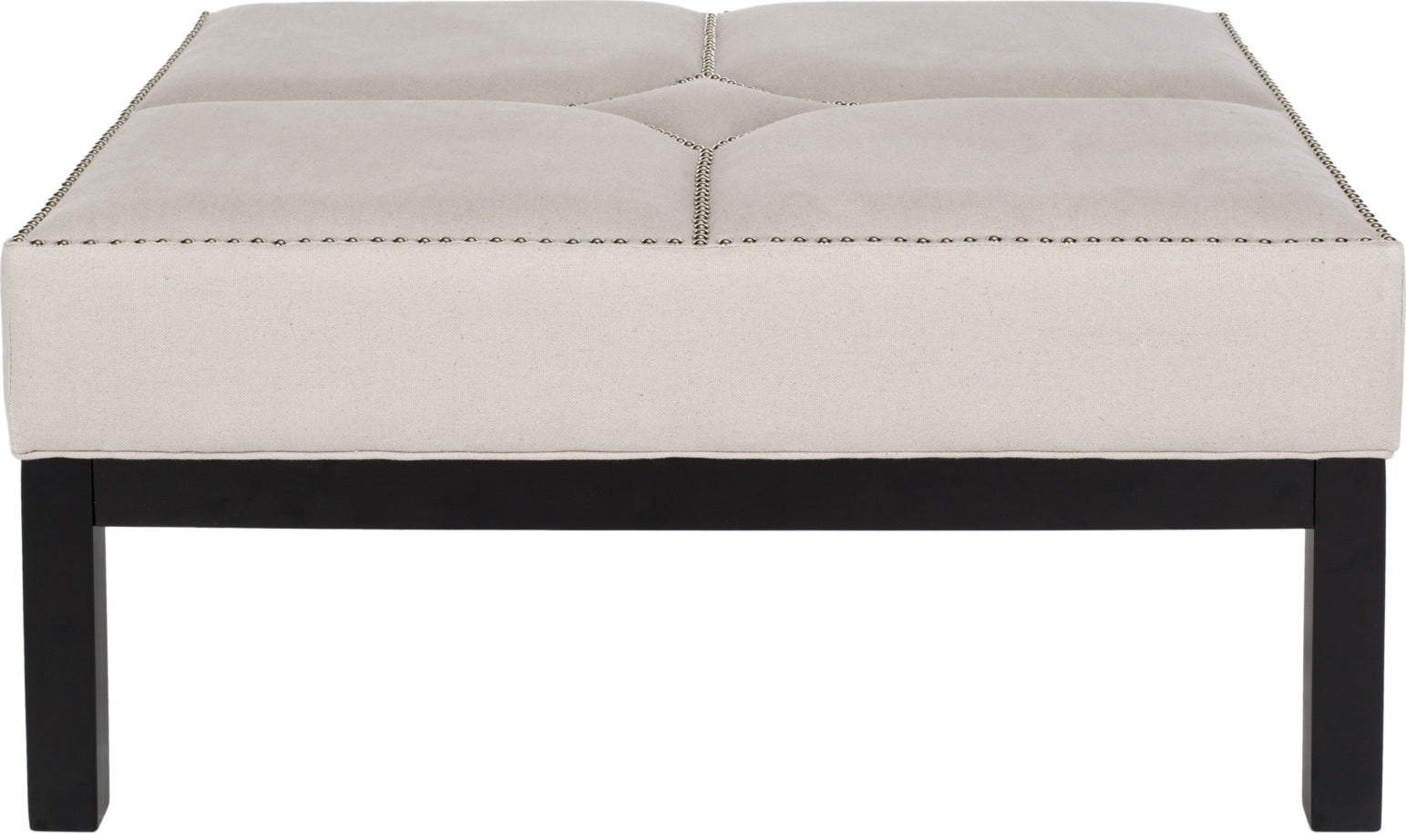 Safavieh Terrence Cocktail Ottoman-Silver Nail Heads Taupe and Black Furniture main image