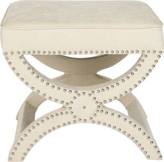 Safavieh Mystic Ottoman-Silver Nail Heads Taupe Furniture main image