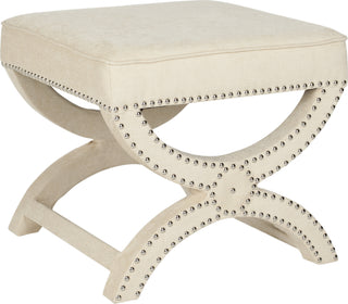 Safavieh Mystic Ottoman-Silver Nail Heads Taupe Furniture 