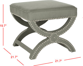 Safavieh Mystic Ottoman-Silver Nail Heads Sea Mist Furniture 