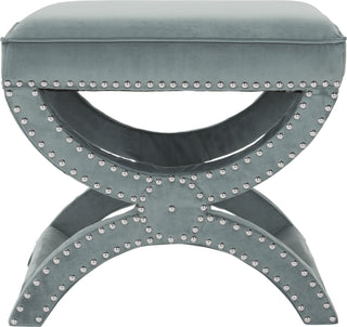 Safavieh Mystic Ottoman-Silver Nail Heads Wedgwood Blue Furniture 