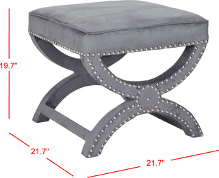 Safavieh Mystic Ottoman-Silver Nail Heads Grey Furniture 