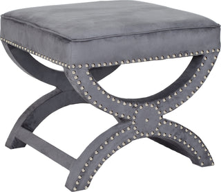 Safavieh Mystic Ottoman-Silver Nail Heads Grey Furniture 