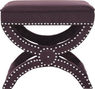 Safavieh Mystic Ottoman-Silver Nail Heads Plum Furniture 