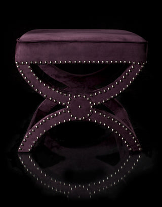 Safavieh Mystic Ottoman-Silver Nail Heads Plum Furniture 