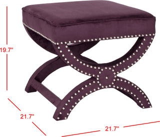 Safavieh Mystic Ottoman-Silver Nail Heads Plum Furniture 