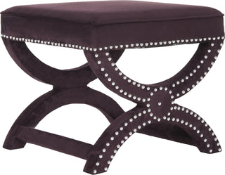 Safavieh Mystic Ottoman-Silver Nail Heads Plum Furniture 