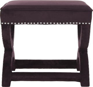 Safavieh Mystic Ottoman-Silver Nail Heads Plum Furniture 