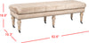 Safavieh Barney Tufted Bench-Brass Nail Heads Mink Brown and Pickled Oak Furniture 