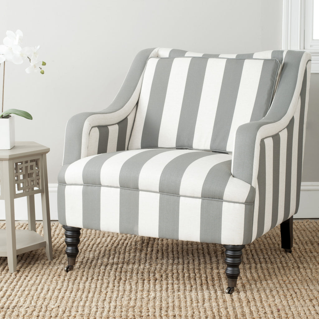 Safavieh Homer Arm Chair Greyish Blue and White Black Furniture  Feature