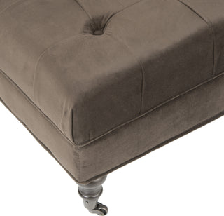 Safavieh Clark Tufted Cocktail Ottoman Graphite and Espresso Furniture 