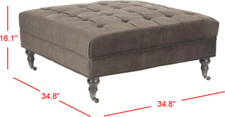 Safavieh Clark Tufted Cocktail Ottoman Graphite and Espresso Furniture 