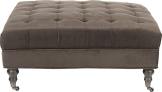 Safavieh Clark Tufted Cocktail Ottoman Graphite and Espresso Furniture main image