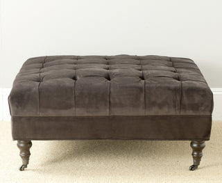 Safavieh Clark Tufted Cocktail Ottoman Graphite and Espresso Furniture  Feature