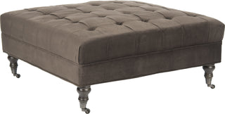 Safavieh Clark Tufted Cocktail Ottoman Graphite and Espresso Furniture 