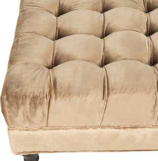 Safavieh Clark Tufted Cocktail Ottoman Gold and Olive Espresso Furniture 