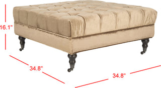 Safavieh Clark Tufted Cocktail Ottoman Gold and Olive Espresso 