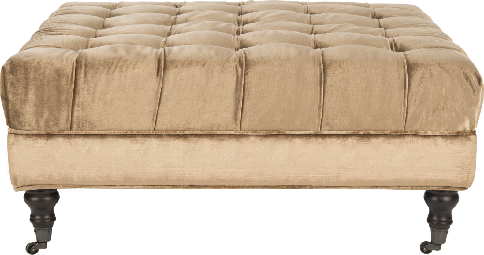 Safavieh Clark Tufted Cocktail Ottoman Gold and Olive Espresso main image