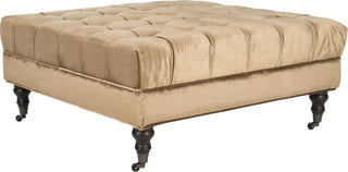 Safavieh Clark Tufted Cocktail Ottoman Gold and Olive Espresso 