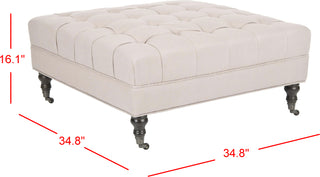 Safavieh Clark Tufted Cocktail Ottoman Taupe and Espresso Furniture 