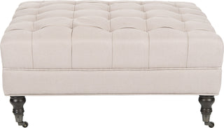 Safavieh Clark Tufted Cocktail Ottoman Taupe and Espresso Furniture main image