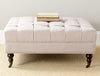 Safavieh Clark Tufted Cocktail Ottoman Taupe and Espresso Furniture  Feature