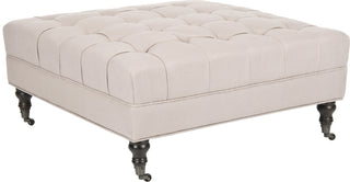 Safavieh Clark Tufted Cocktail Ottoman Taupe and Espresso Furniture 