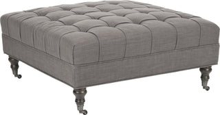 Safavieh Clark Tufted Cocktail Ottoman Charcoal Brown and Espresso Furniture 